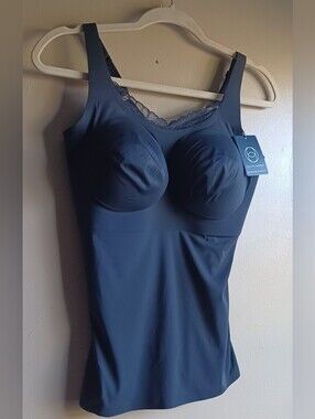 EVELYN & BOBBIE lace Trim Bra Cami In Black L